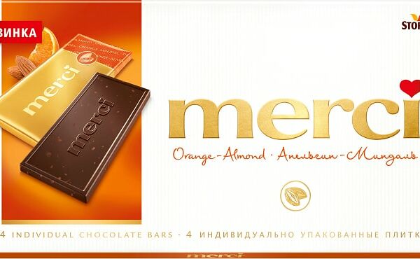 Шоколад Merci Горький Апельсин - Миндаль 100г