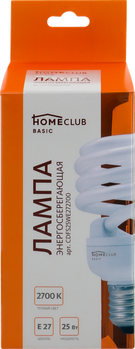 

Лампа энергосберегающая HOMECLUB FS E27 25Вт 2700К