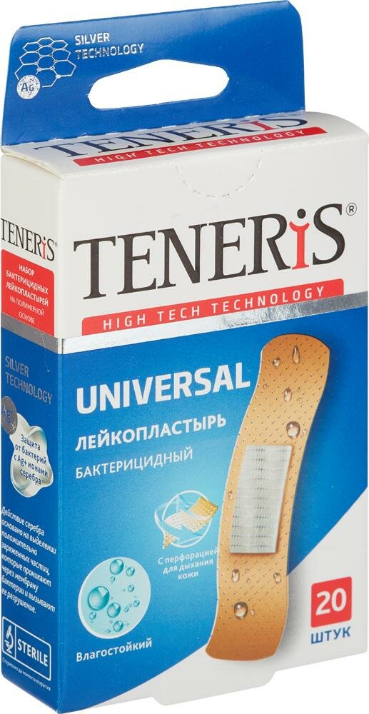 

Лейкопластырь Teneris Universal бактерицидный с ионами серебра на полимерной основе 20 шт
