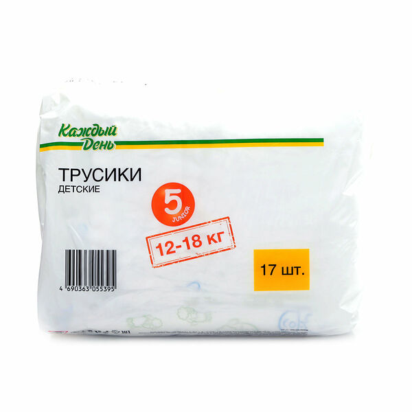 Подгузники-трусики Каждый день Junior 5 размер (12-18 кг), 17 шт
