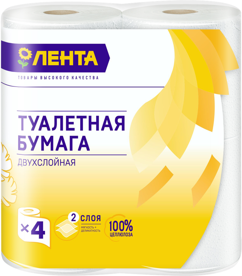 

Бумага туалетная ЛЕНТА 2 слоя, 4шт