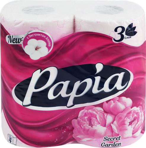 

Туалетная бумага Papia Secret Garden 3 слоя 4 рулона