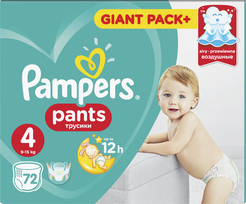 

Подгузники-трусики Pampers Pants 4 Maxi 9-15кг, 72шт