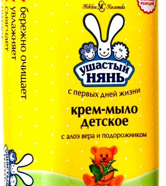 Крем-мыло детское Ушастый нянь с алоэ вера и подорожником, 90г