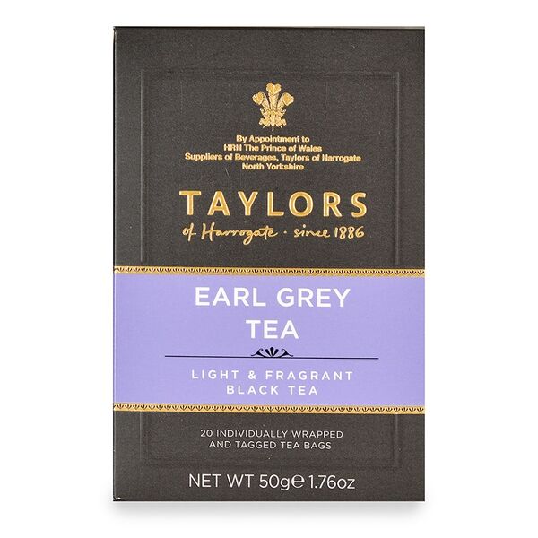 Чай черный Taylors of Harrogate Earl Grey с ароматом бергамота в пакетиках, 20 шт