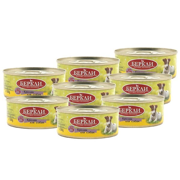 Корм для собак BERKLEY №5 Кролик банка 100г (упаковка - 8 шт)