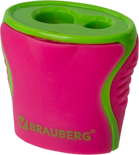 Точилка Brauberg Mix Dual, 2 отверстия, с контейнером, пластиковая