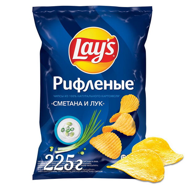 Чипсы Lay's со вкусом Сметаны и Лука сметана и лук РФ вес 225