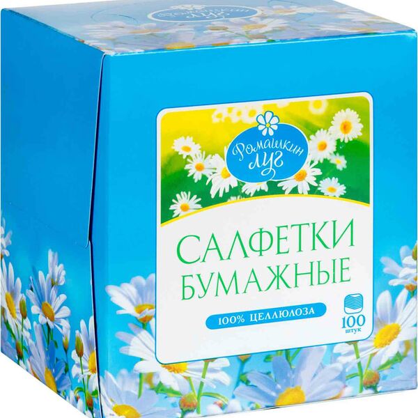 Салфетки бумажные Ромашкин луг универсальные 2 слоя, 100 шт.