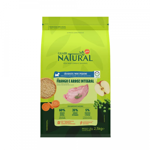 Сухой корм для собак мелких пород Guabi Natural Dog Adult цыпленок и коричневый рис 2,5 кг