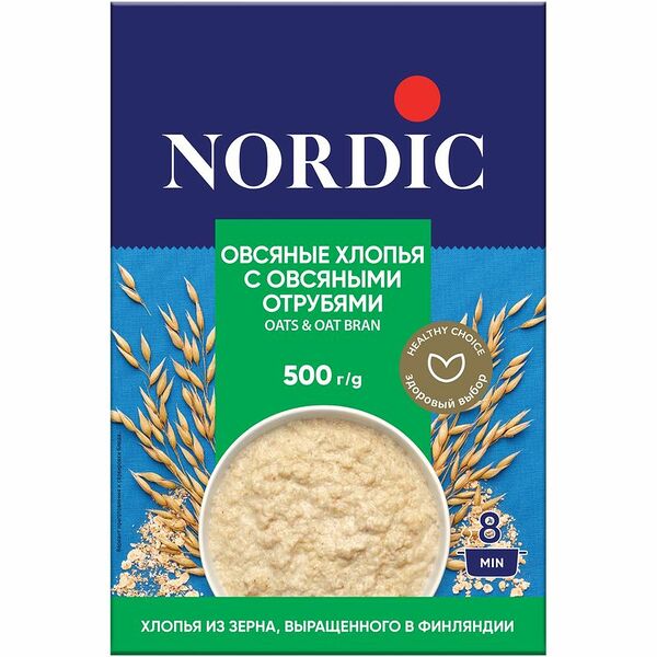 Хлопья Nordic овсяные с овсяными отрубями