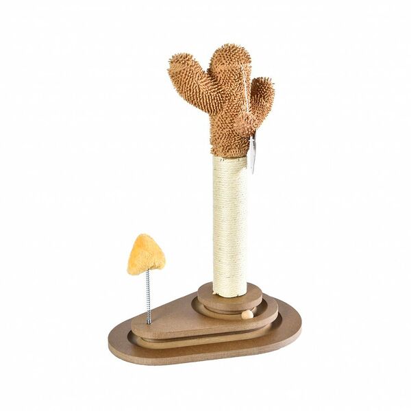 Когтеточка для кошек FOXIE Столбик Кактус с игрушками и игровым треком 43,5х30,5х60см