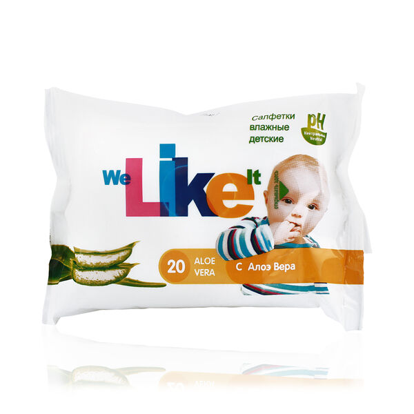 Салфетки влажные детские We Like it с алоэ вера 20 шт