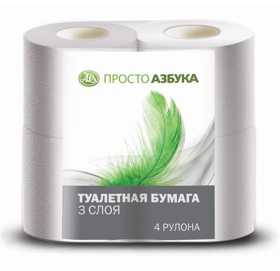 

Туалетная бумага Просто Азбука белая 3 слоя 4 рулона