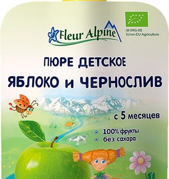 Пюре Fleur Alpine Organic Яблоко и чернослив 90г