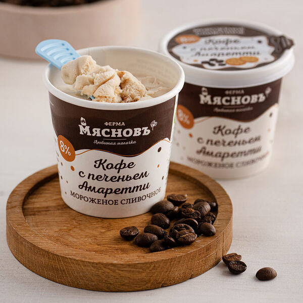 Мороженое сливочное кофе с печеньем амаретти 8% МясновЪ Ферма от КуулКлевер, 75 г