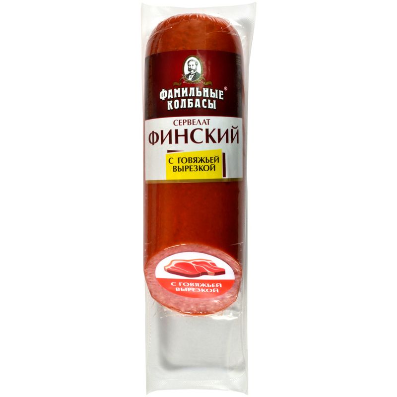 

Сервелат Фамильные колбасы Финский полукопчёный 400 г