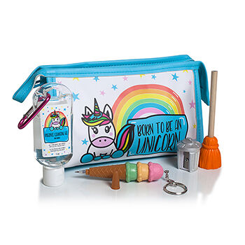 Набор Pokhara Unicorn очищающий гель для рук, ручка, точилка, карандаш, ластик в косметичке, Китай