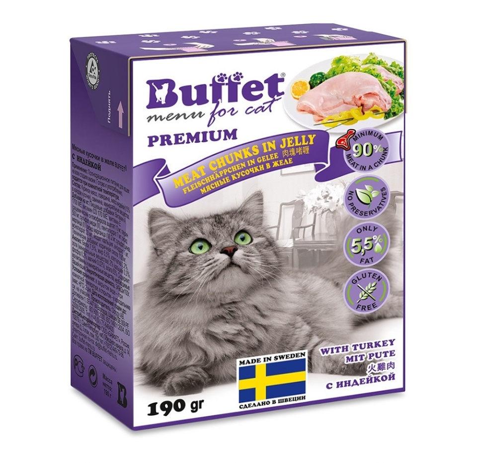 

Корм для кошек Buffet Premium кусочки в желе с индейкой