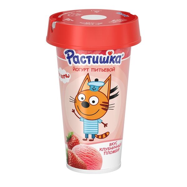 Йогурт питьевой Растишка Клубничный пломбир 2.8% 190 г, дизайн упаковки в ассортименте