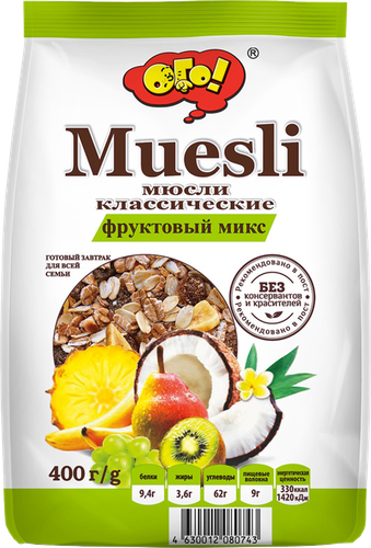 

Мюсли классические ОГО! Фруктовый Микс, 400г