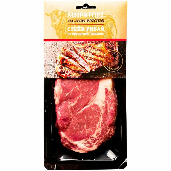 Стейк говяжий Мираторг Black Angus Рибай без кости категория А охлаждённый, 320г