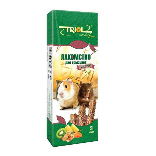 Лакомство для грызунов Triol Standard ассорти с фруктами, овощами и орехами, 3шт