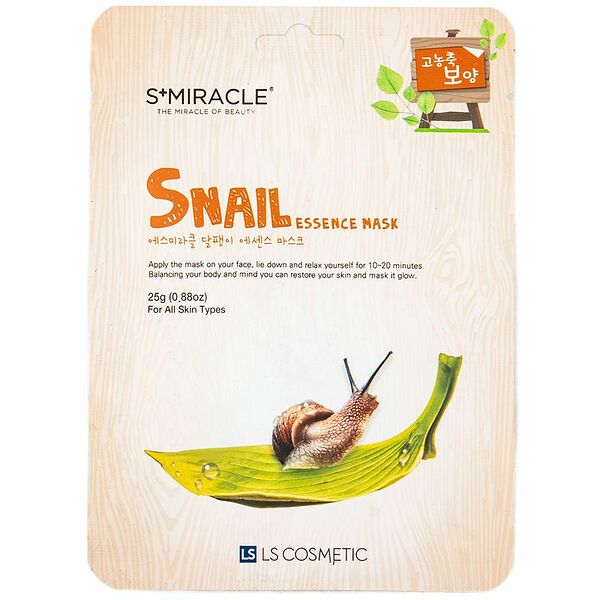 Маска для лица S+ MIRACLE с экстрактом муцина улитки, для всех типов кожи