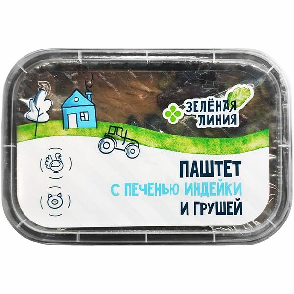 Паштет мясной с печенью индейки и грушей категория Б запечённый Зелёная Линия, 160г