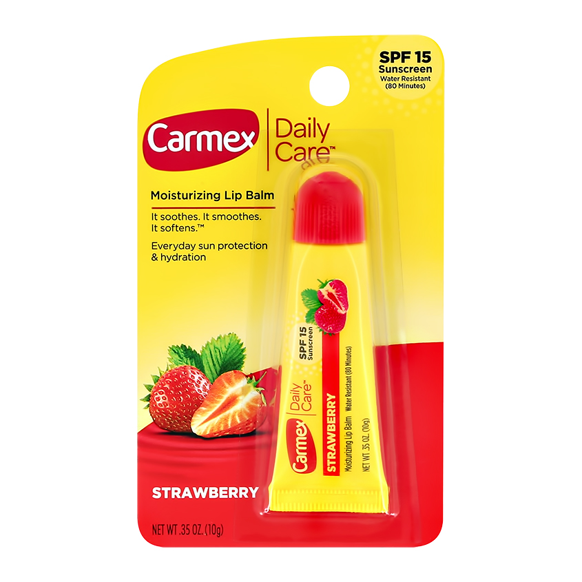 

Бальзам для губ Carmex ежедневный уход (Daily Care) Клубника SPF 15 10 г