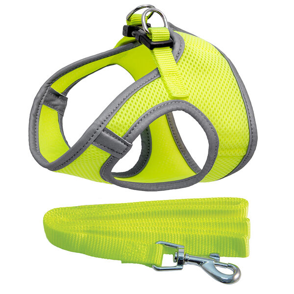 Triol HL28S комплект мягкая шлейка-жилетка и поводок S, Жёлтый неон