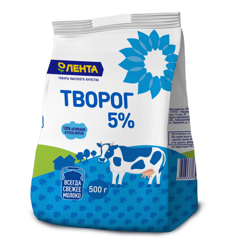 

Творог рассыпчатый Лента 5%, без змж 500 г