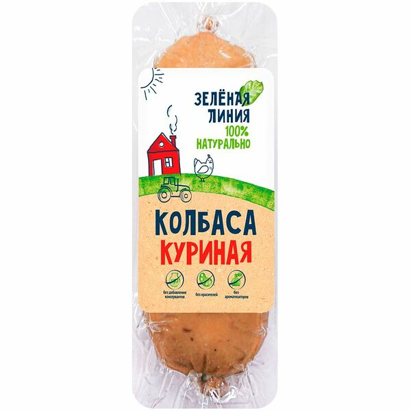 Колбаса полукопчёная Куриная 1 сорт Зелёная Линия