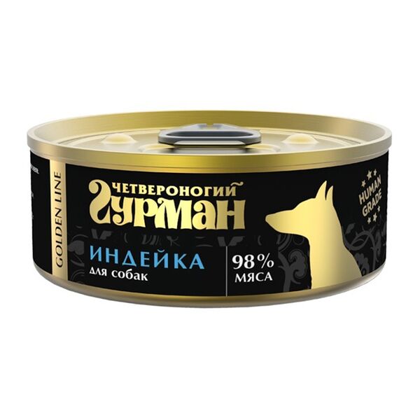 Корм для собак Четвероногий Гурман Golden line индейка натуральная в желе, 100г