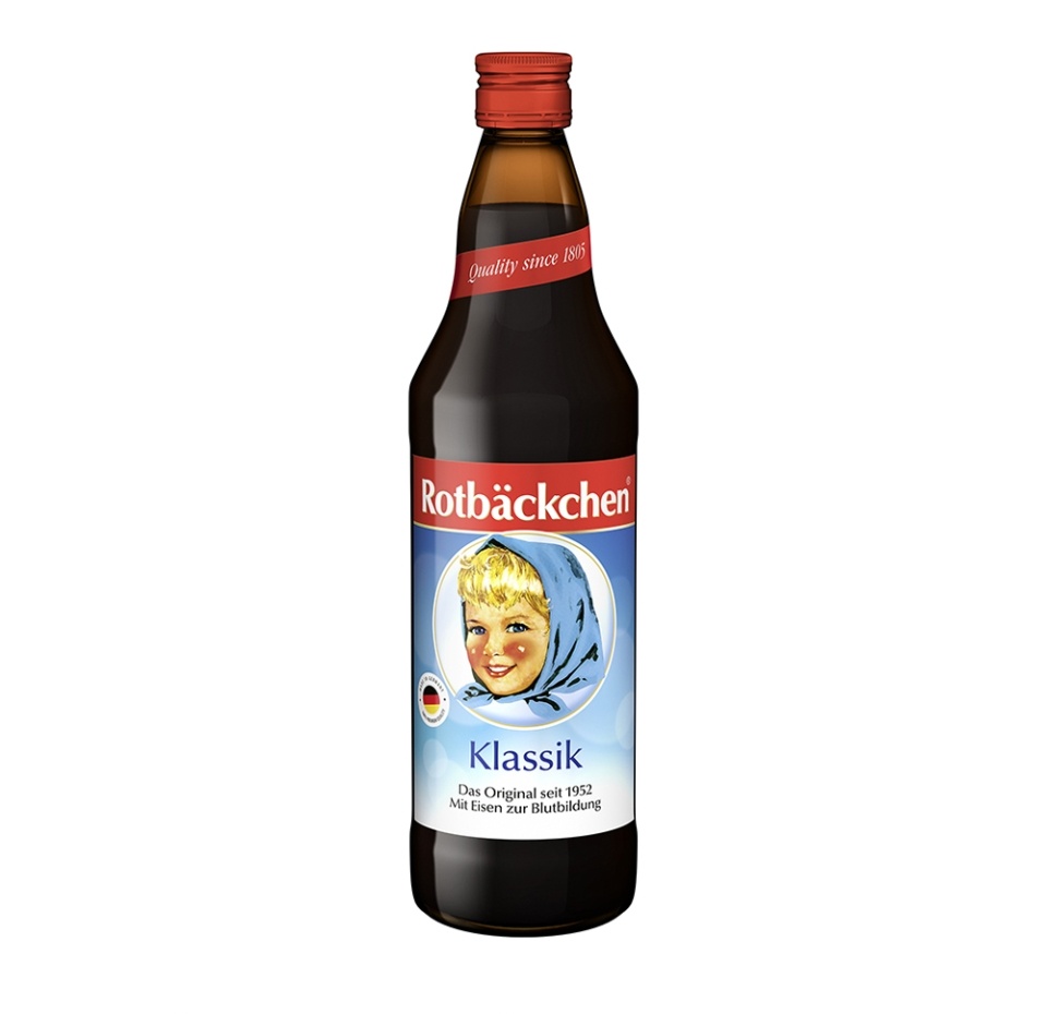 

Cок прямого отжима Rotbackchen Classic мультифруктовый, обогащенный железом и медом стеклянная бутылка