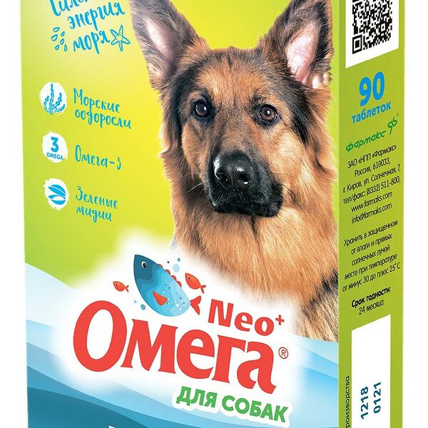 Мультивитаминное лакомство Омега Neo для собак Крепкое здоровье с морскими водорослями 90 таб.
