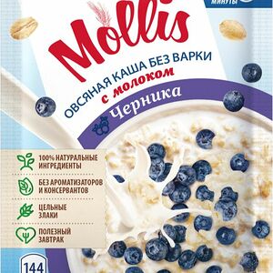 Каша Mollis овсяная с молоком и со вкусом черники 40г
