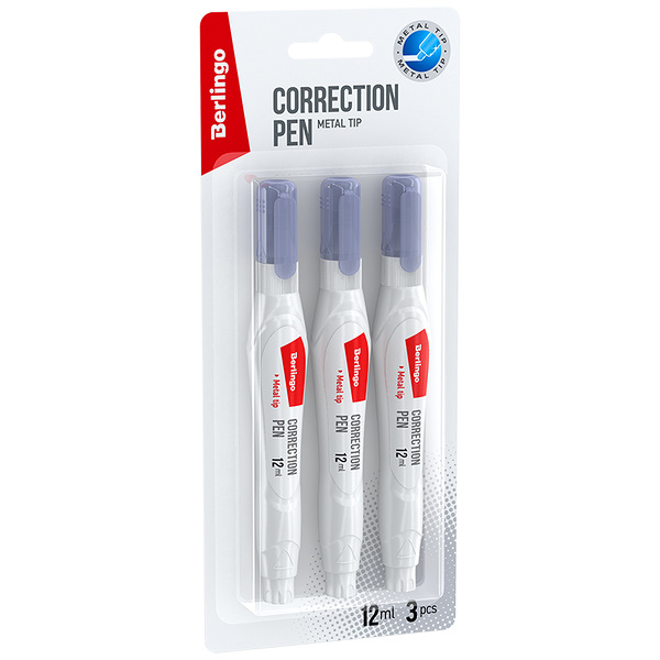 Ручка-корректор Berlingo 3 штуки, 12 мл
