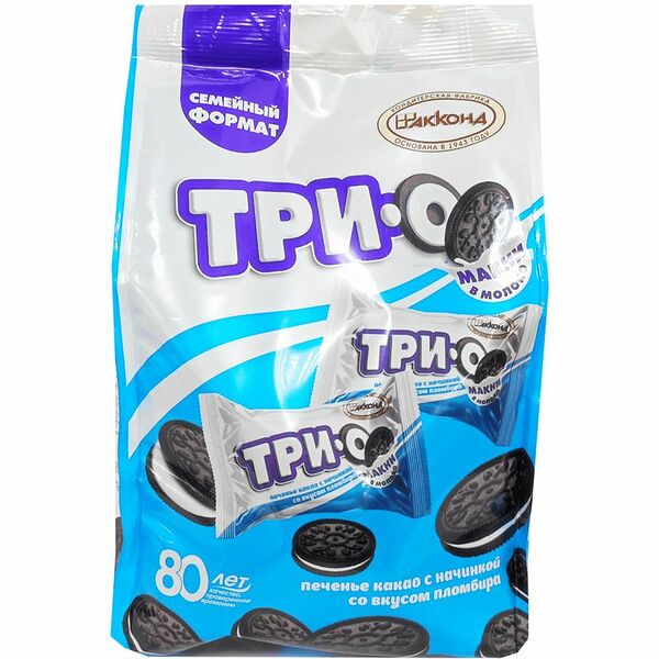 Печенье Акконд Трио какао с начинкой со вкусом пломбира, 280 г