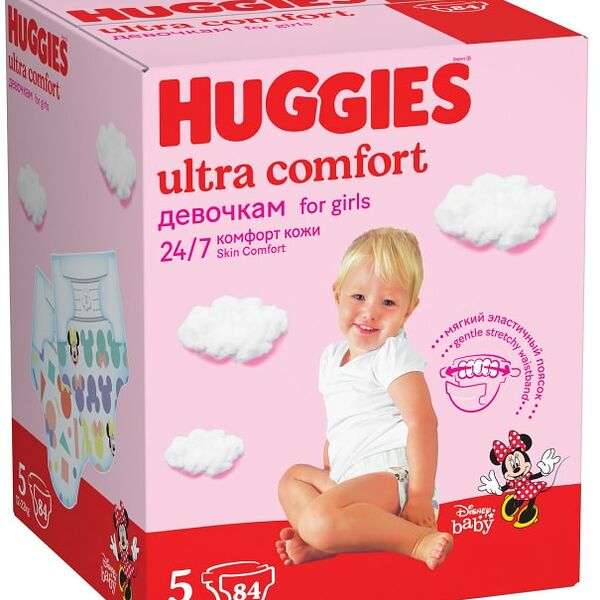 Подгузники Huggies Box Ультра Комфорт для девочек 5 12-22кг 84шт