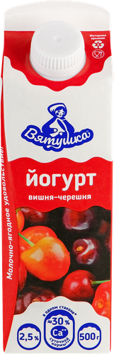 

Йогурт Вятушка вишня-черешня с сахаром 2.5% 500 г