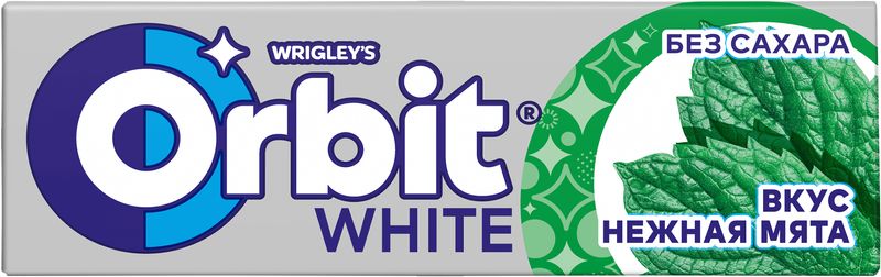 

Orbit White Нежная мята жевательная резинка без сахара, 13,6г