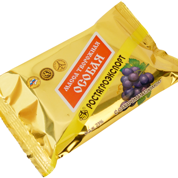 Творожная масса Особая Ростагроэкспорт с сахаром и изюмом 23% 180 г
