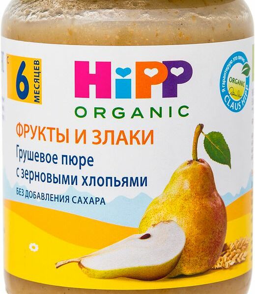 Пюре HiPP грушевое с зерновыми хлопьями с 4 месяцев, 190г