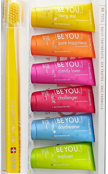 Набор зубных паст Curaprox Be You Шесть вкусов 60мл + Ультрамягкая зубная щетка CS5460