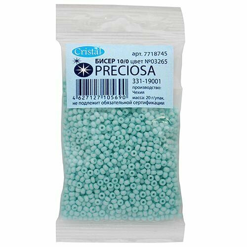 (03265) 331-19001-10/0 Бисер мелованный 10/0 круг. отв., 20гр, Preciosa,упак
