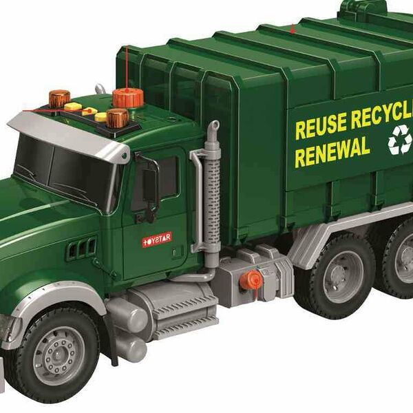 Мусоровоз со световыми и звуковыми эффектами, с помпой; цвет: зеленый, 35×12×17 см