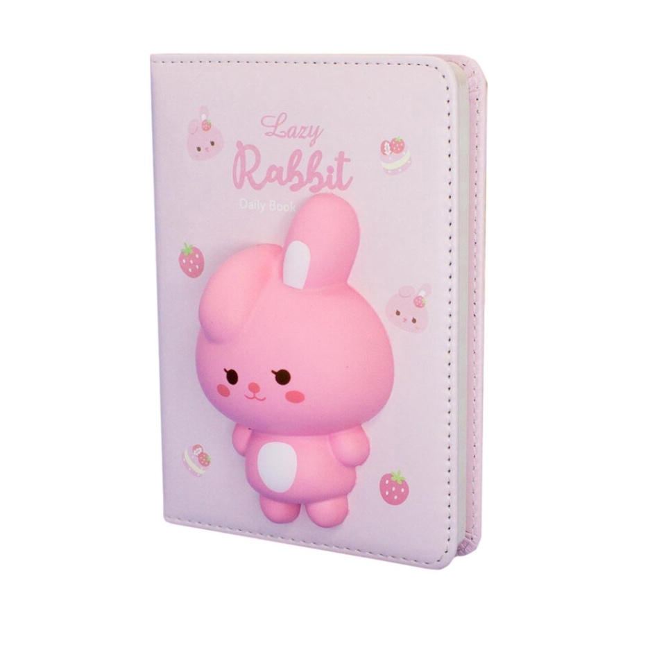 

Блокнот со сквишем «Кролик Lazy Rabbit», А6, розовый