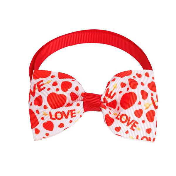 Галстук-бант для кошек и собак красный Love, 20-35 см
