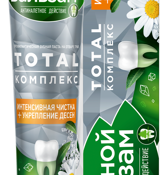 Зубная паста Лесной Бальзам Total комплекс с морской солью, ромашкой и облепихой 75 мл